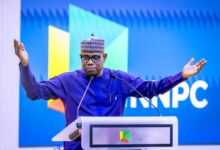 GCEO NNPC Ltd, Mr Bashir Bayo Ojulari addresses the staff of the company during his inaugural town hall meeting held at the NNPC Towers, on Thursday. CREDIT: NNPCL