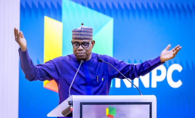 GCEO NNPC Ltd, Mr Bashir Bayo Ojulari addresses the staff of the company during his inaugural town hall meeting held at the NNPC Towers, on Thursday. CREDIT: NNPCL