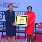 L-R: Nigerian Council of Registered Insurance Brokers' (NCRIB) President, Ekeoma Ezeibe, presenting Appreciation Plaque to  MD/CEO, prudential Zenith Life Insurance,  Funmi Omo, at the December edition of Brokers evening hosted by Prudential Zenith Life Insurance in Lagos recently.