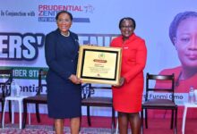 L-R: Nigerian Council of Registered Insurance Brokers' (NCRIB) President, Ekeoma Ezeibe, presenting Appreciation Plaque to MD/CEO, prudential Zenith Life Insurance, Funmi Omo, at the December edition of Brokers evening hosted by Prudential Zenith Life Insurance in Lagos recently.