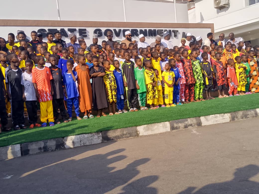 A cross section of the 130 rescued Catholic schoolgirls at the Government House in Minna on Monday