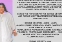 Allwell Ademola burial arrangements announced for January 9